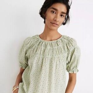 Madewell sage green eyelet top, XXS